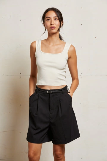 KAITLYN LUX RIB BINDED TANK Wrinkle Resistant Treatment