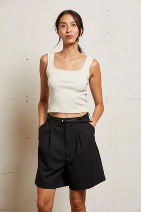 KAITLYN LUX RIB BINDED TANK Wrinkle Resistant Treatment