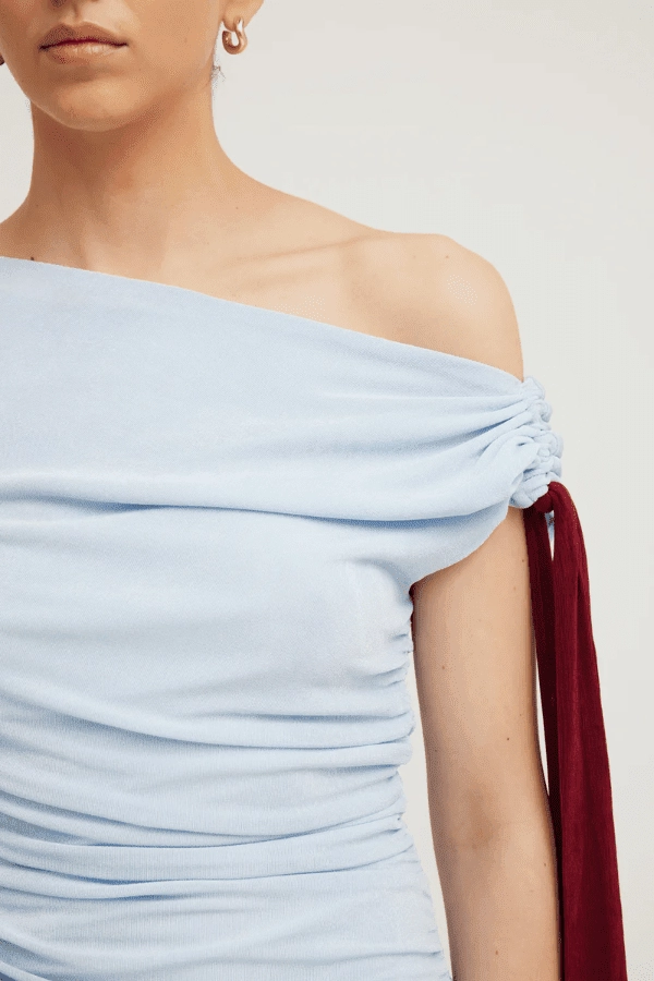 Bright Colors Kalilah Dress Sky/Merlot