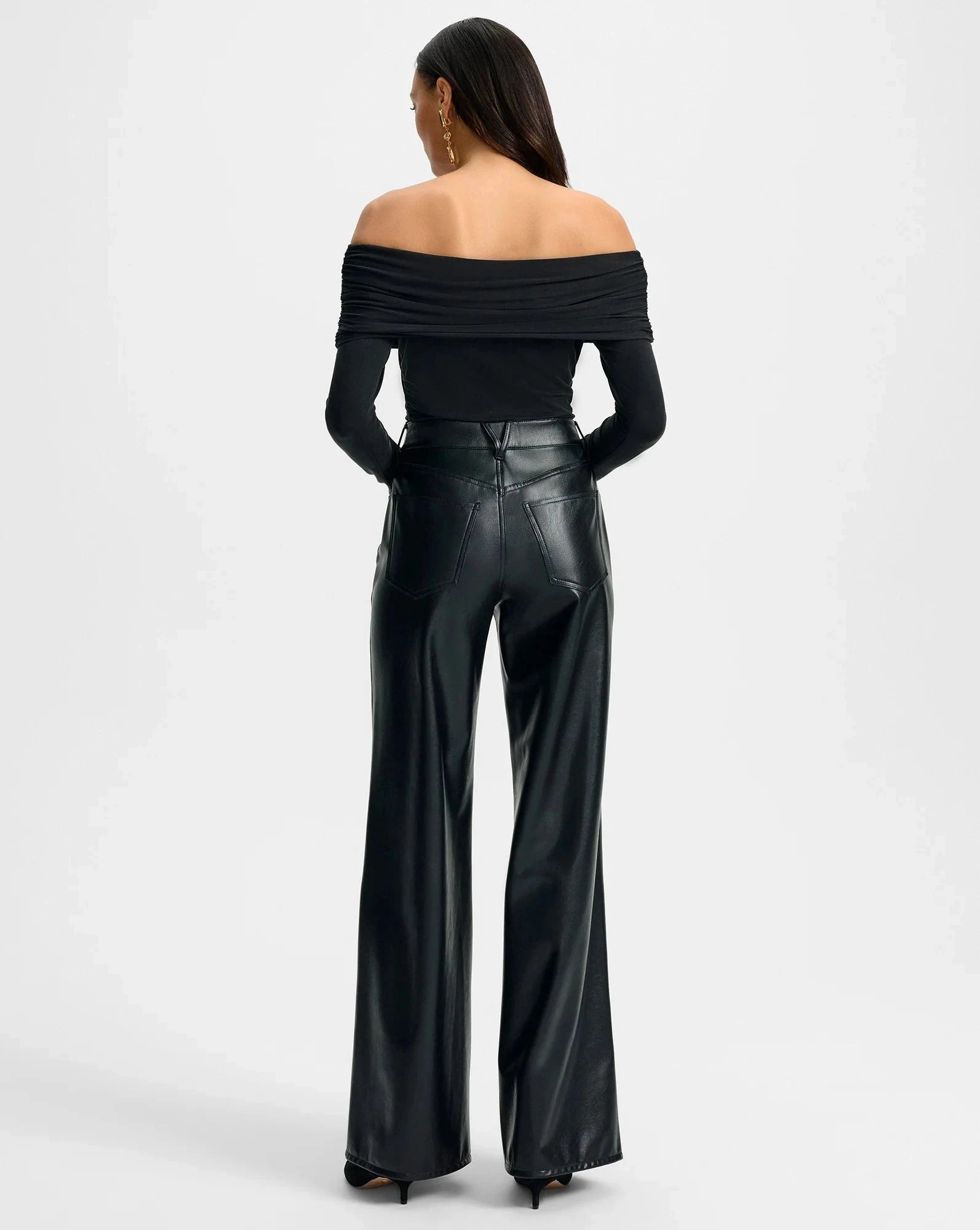 Kasey Wide-Leg Pant Black Stretchable Waist Snag Free Fabric
