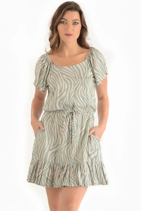 Kat Dress / Jade Zebra Button Chic