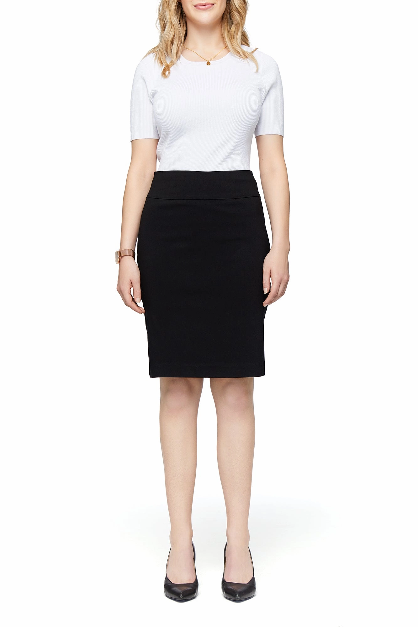 Katie Black Pencil Skirt Elegant Flow