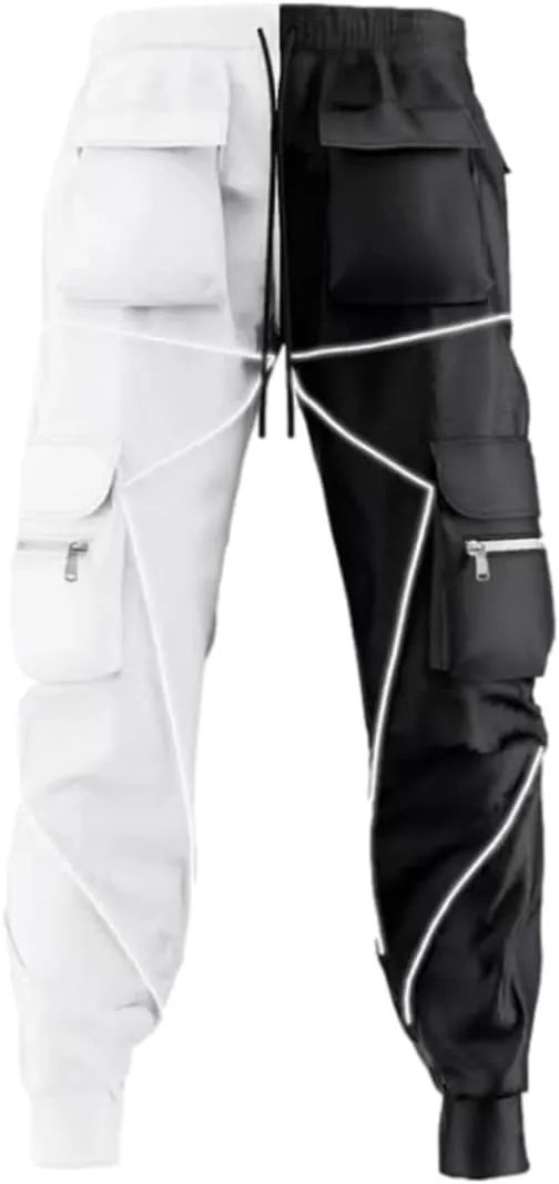 KCLOT Men's Techwear Cargo Pants Fashion Multi-Pocket Reflective Jogger Sweatpants