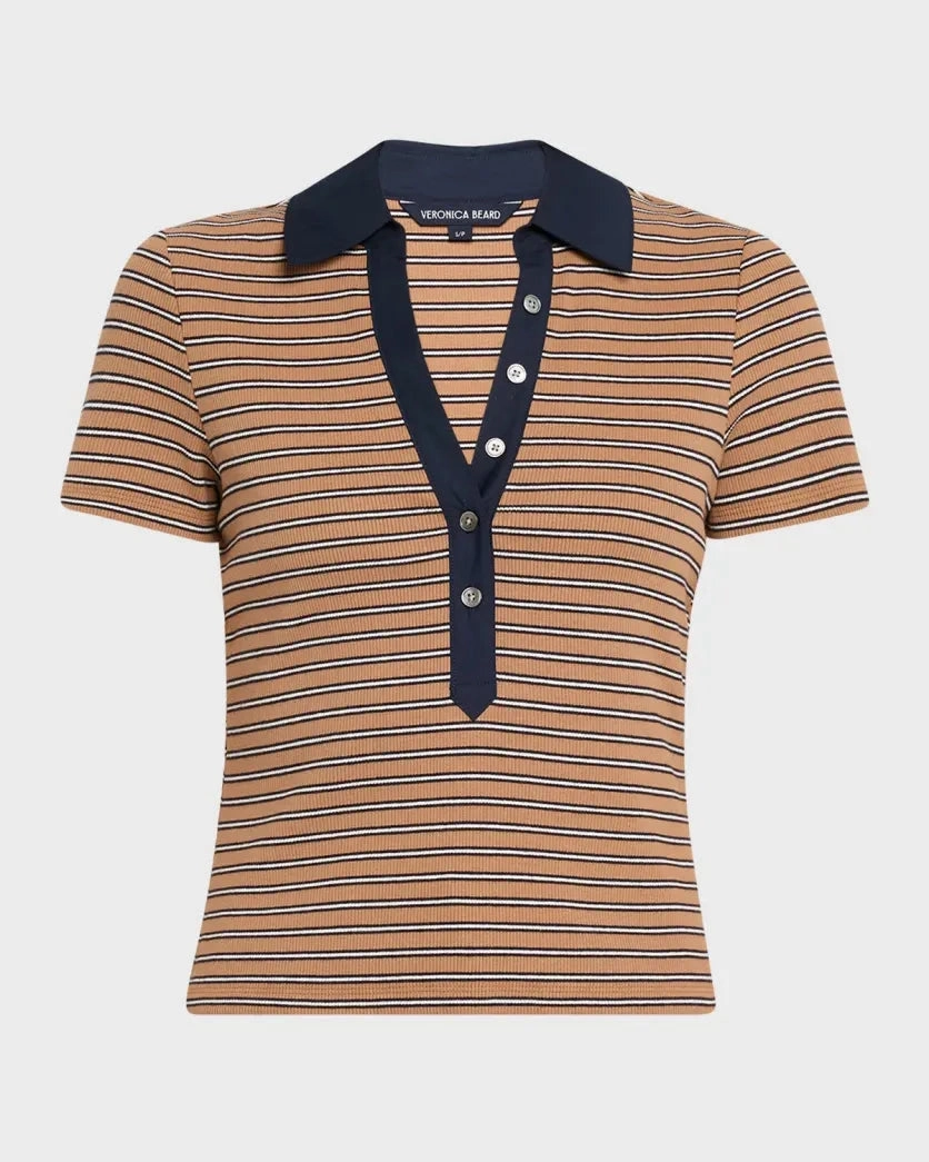 Breathable Ventilation Kearney Ribbed Short Sleeve Polo Brown Multi