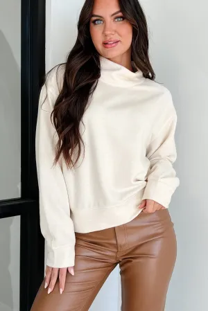 Keep Your Promise Funnel Neck Sweatshirt Top (Cream) Stretchable Blend Ventilated Side Panels
