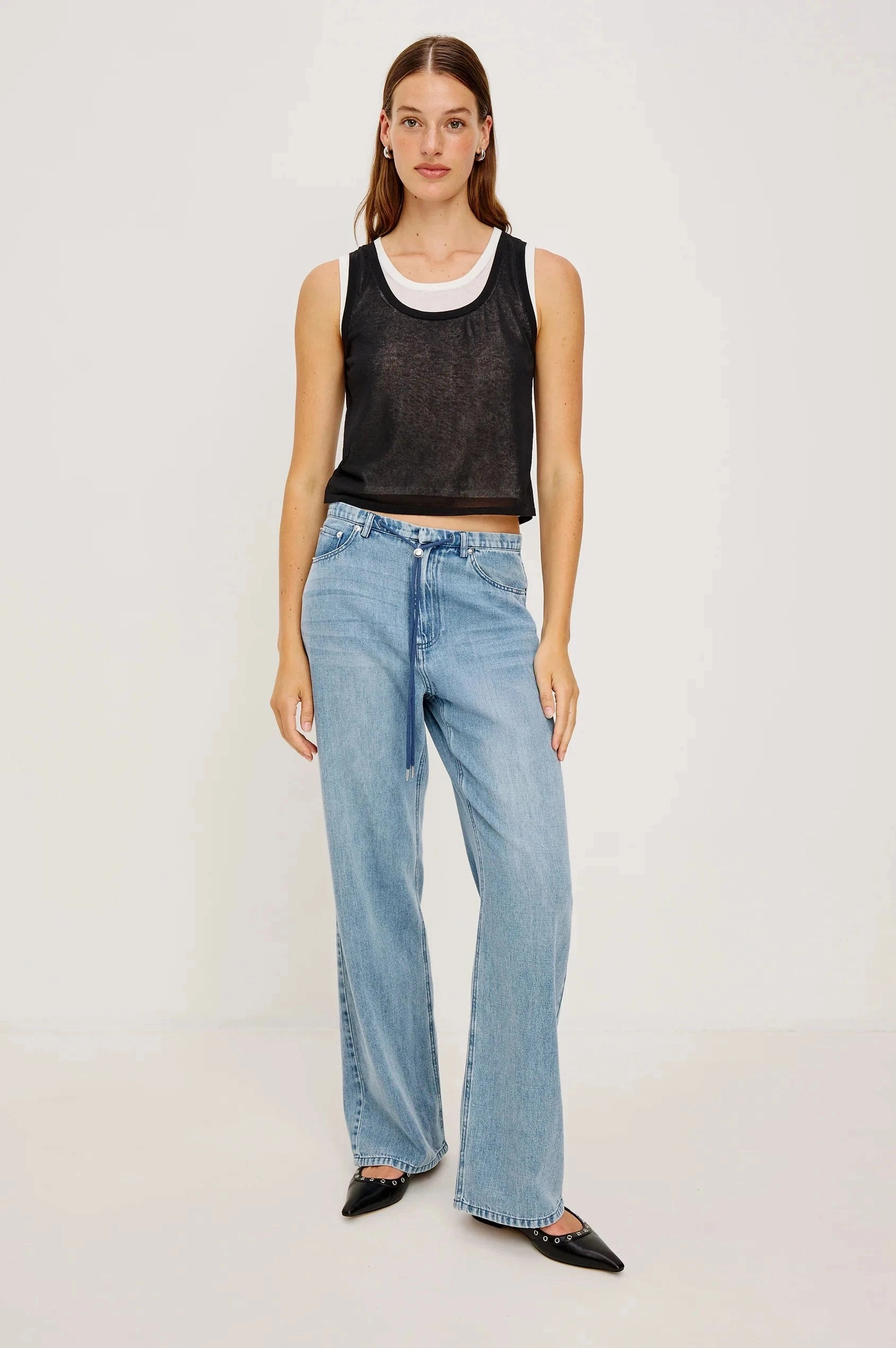 HighStrength Threadwork Garment Washed Softness Kelly Top Black Ivory