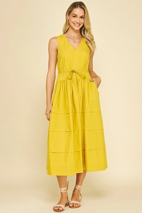 Smooth Flow KELLY V-NECK TIERED MIDI DRESS