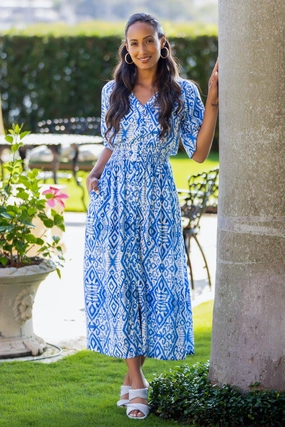 Kelsey Dress / Dark Blue Ikat Day Love Casual-Look