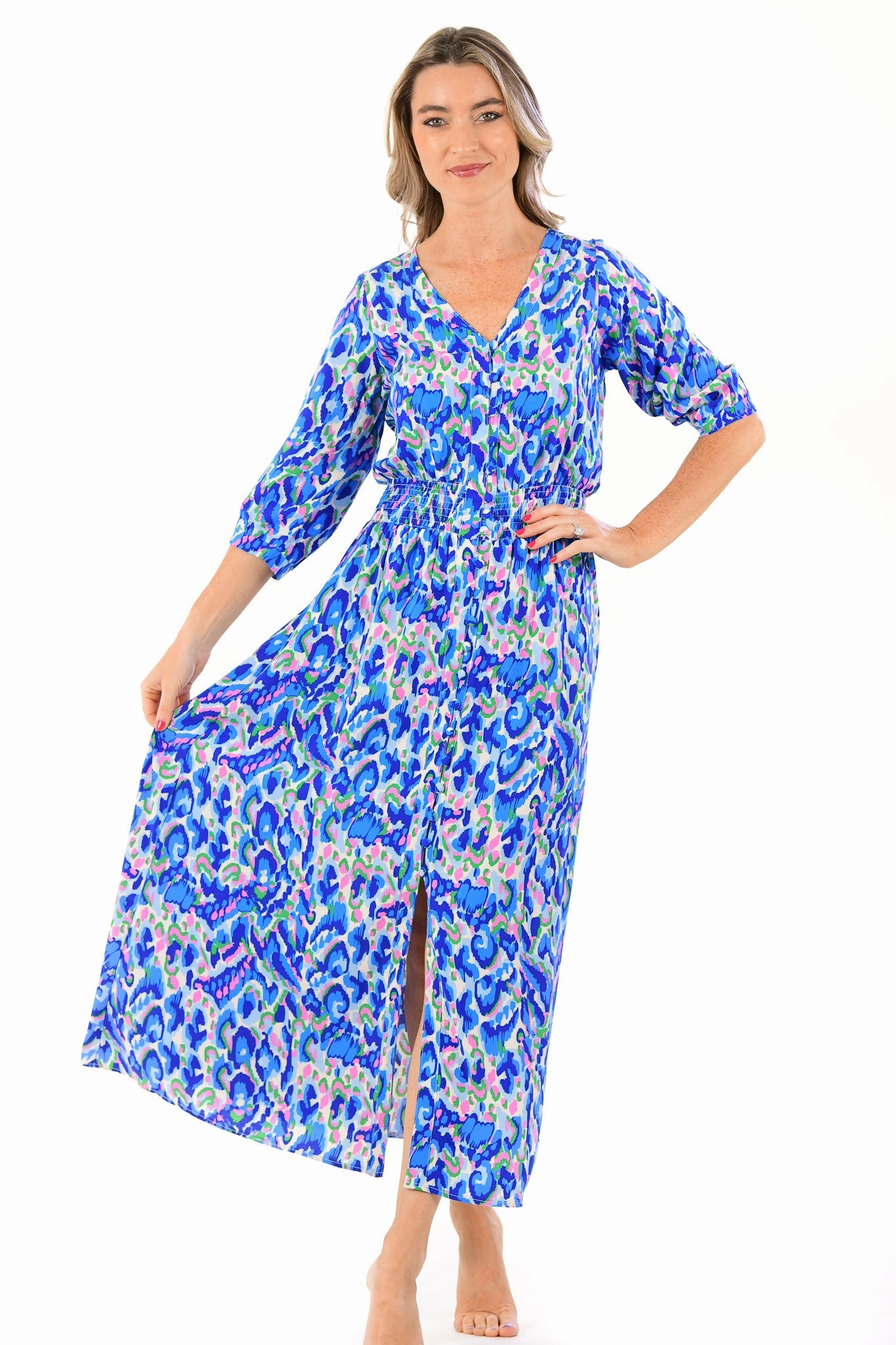 Kelsey Dress / Pink-Cobalt Romantic date dress