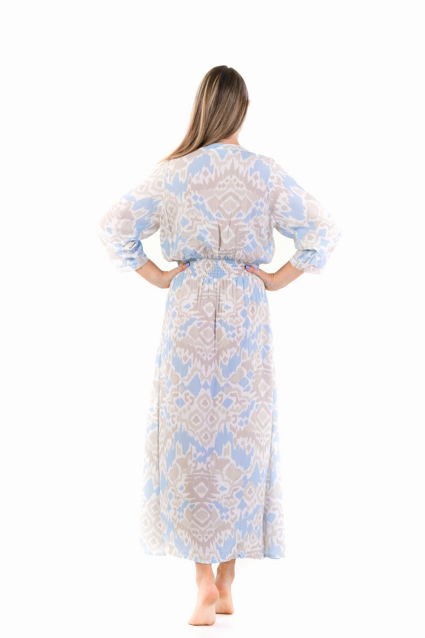 Kelsey Dress Long / Sand and Sea Ikat Chic Ensemble