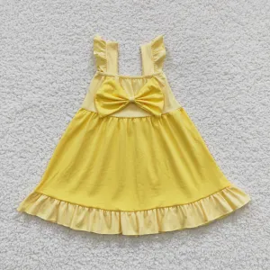 kids yellow bowties princess dress GSD0342