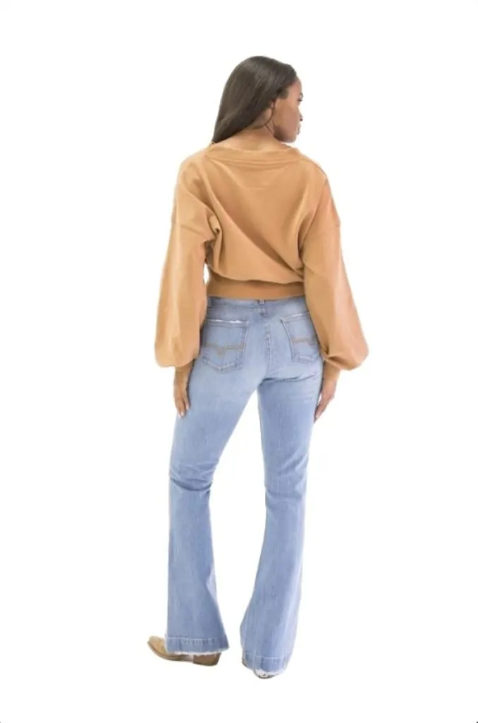 Kimes Ranch Women's Jennifer Sugar Fade 12W x 34L Flare Hem Blue Jeans