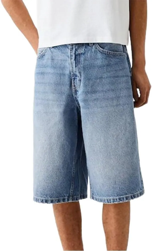 Kinghua Baggy Jean Shorts for Men Casual Loose Fit Hip Hop Denim Shorts