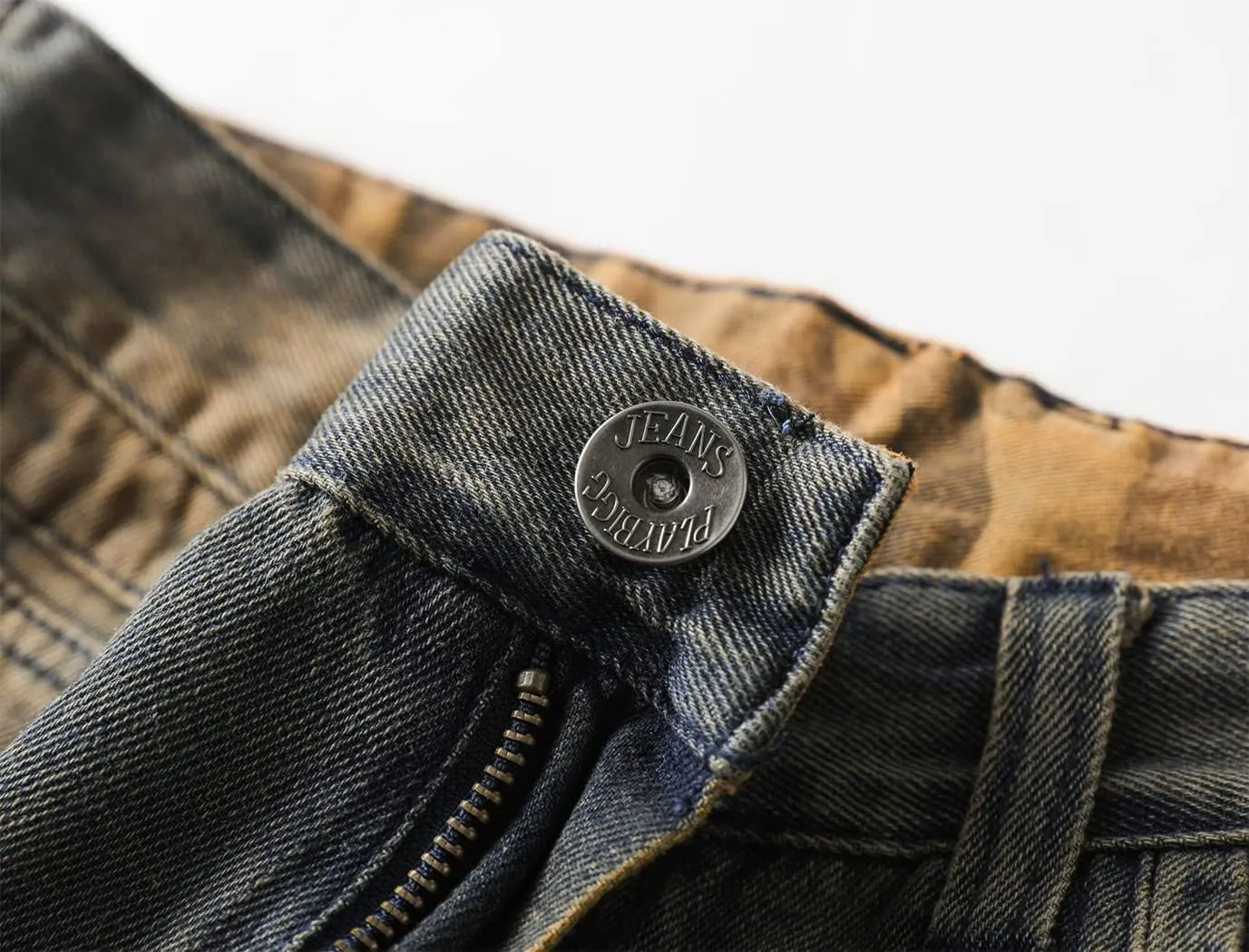 Kinghua Mens Denim Cargo Shorts Loose Fit Hip Hop Jean Shorts