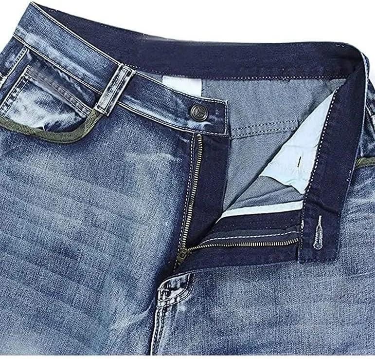 Kinghua Mens Denim Cargo Shorts Loose Fit Hip Hop Jean Shorts