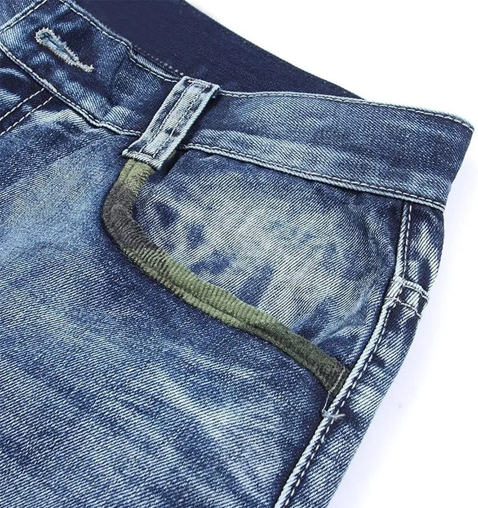 Kinghua Mens Denim Cargo Shorts Loose Fit Hip Hop Jean Shorts
