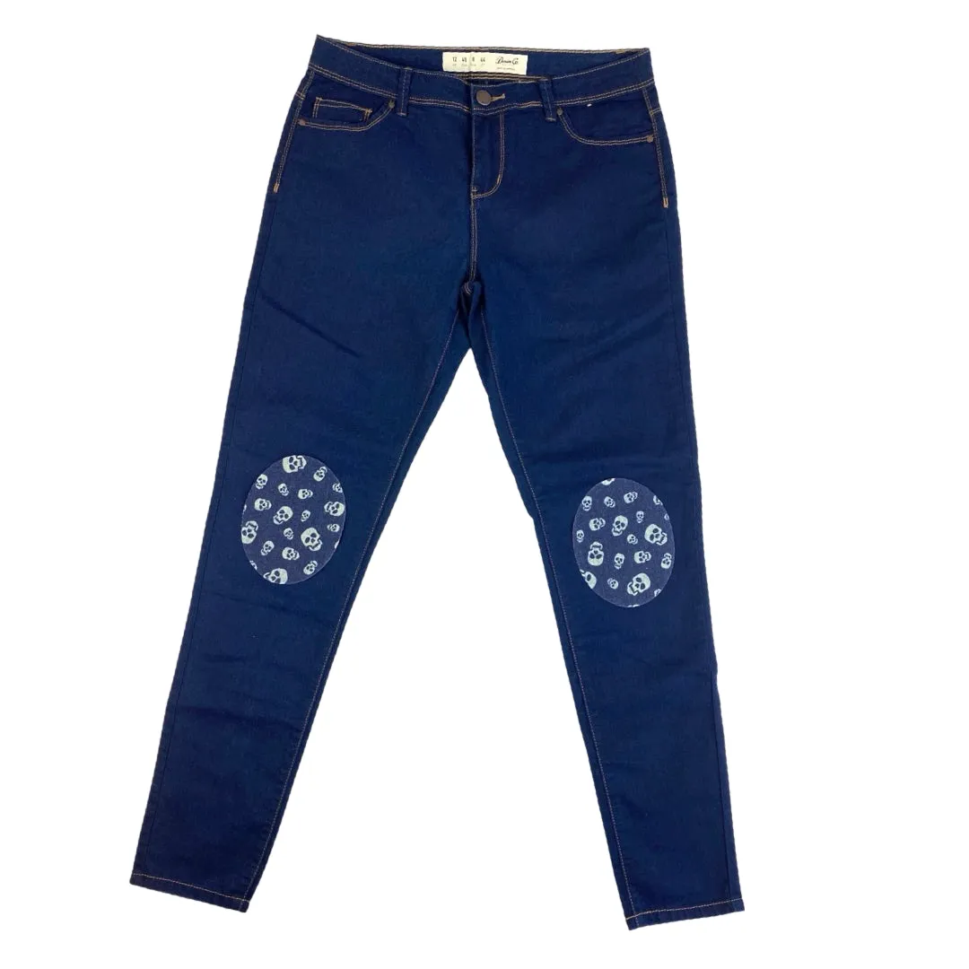 Knie Elleboog  Strijk Patch Set Denim Doodskoppen