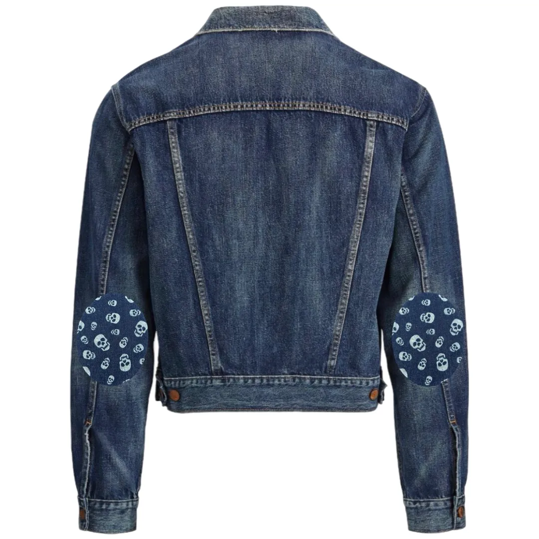 Knie Elleboog  Strijk Patch Set Denim Doodskoppen