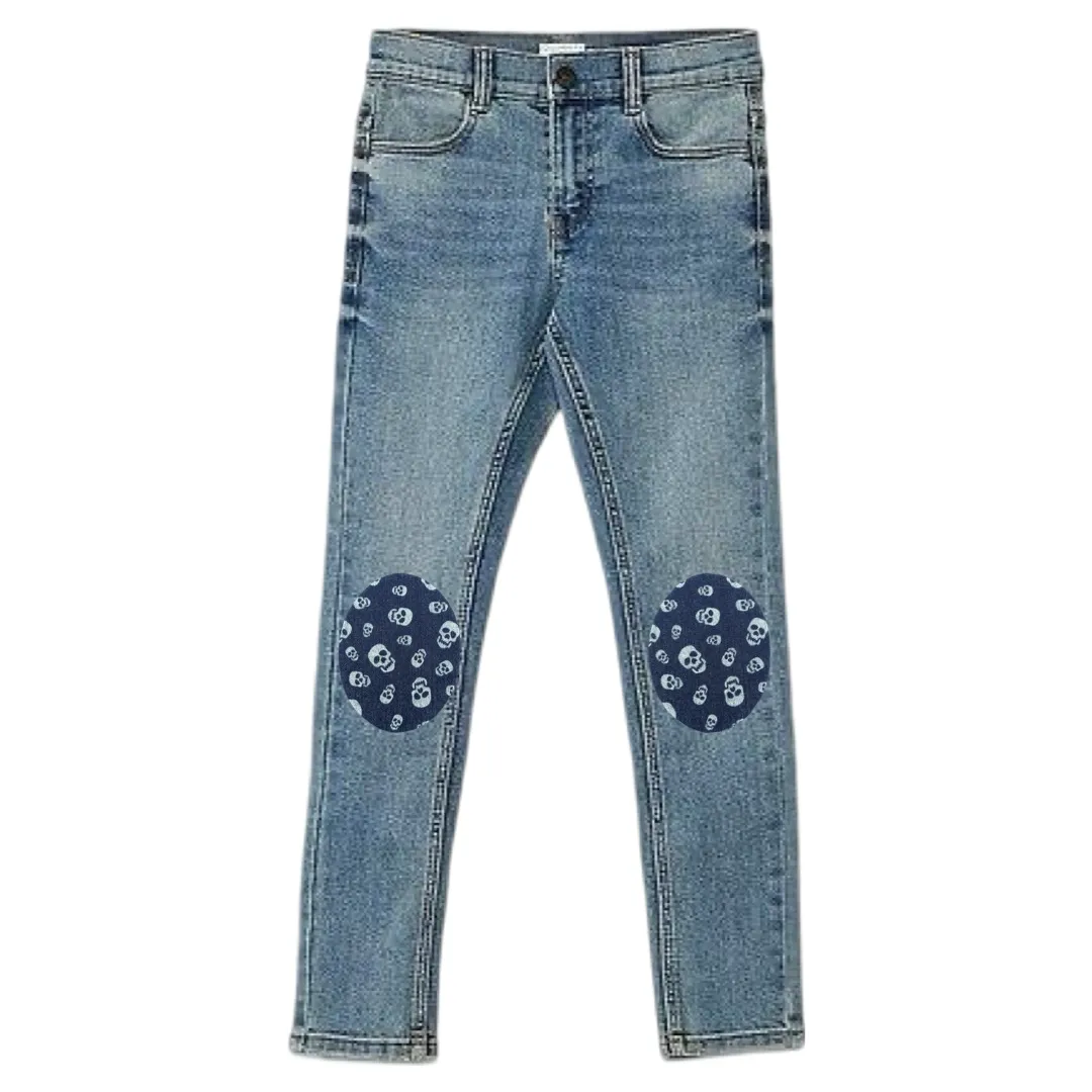 Knie Elleboog  Strijk Patch Set Denim Doodskoppen