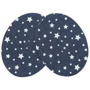 Knie Elleboog Strijk Patch Set Denim Sterren Wit