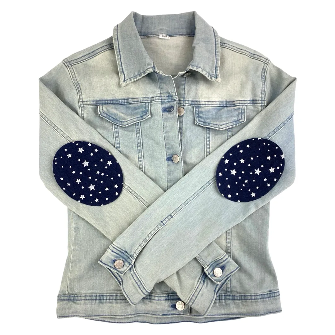 Knie Elleboog Strijk Patch Set Denim Sterren Wit