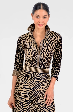 Gretchen Scott Boyfriend Shirt in Zebra Print All-season garment