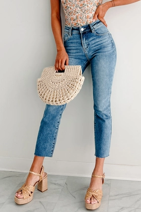 Flexible Cut Smart Motion Hazel Mid Rise Crop Straight Risen Jeans (Medium)