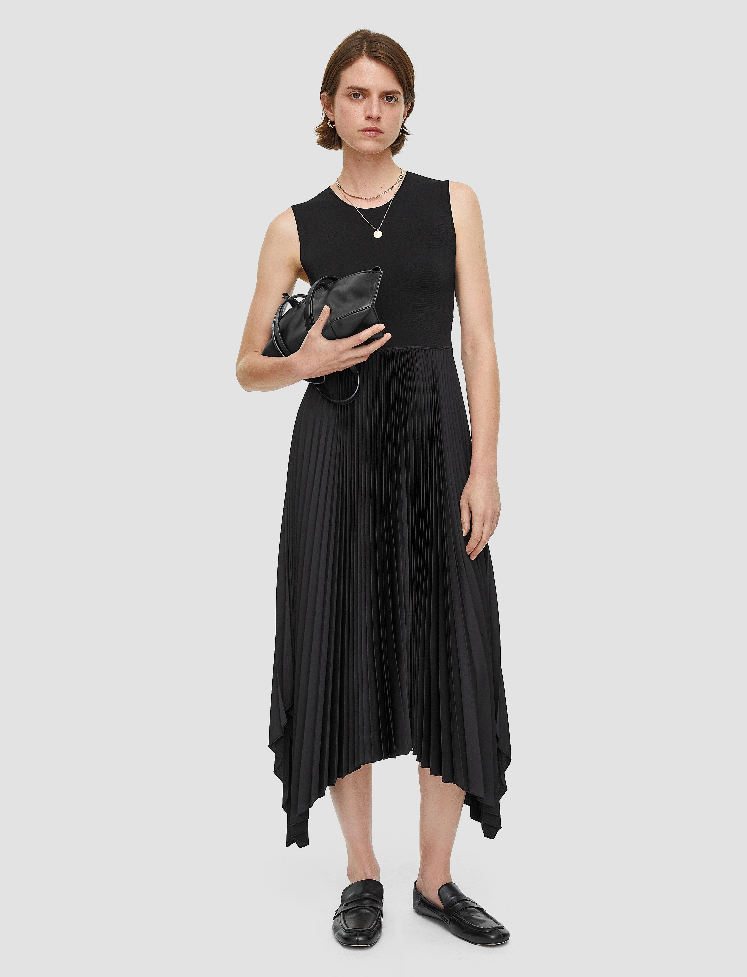 Knit Weave Pliss?? Dera Dress Elegant Outline Soft cotton dress