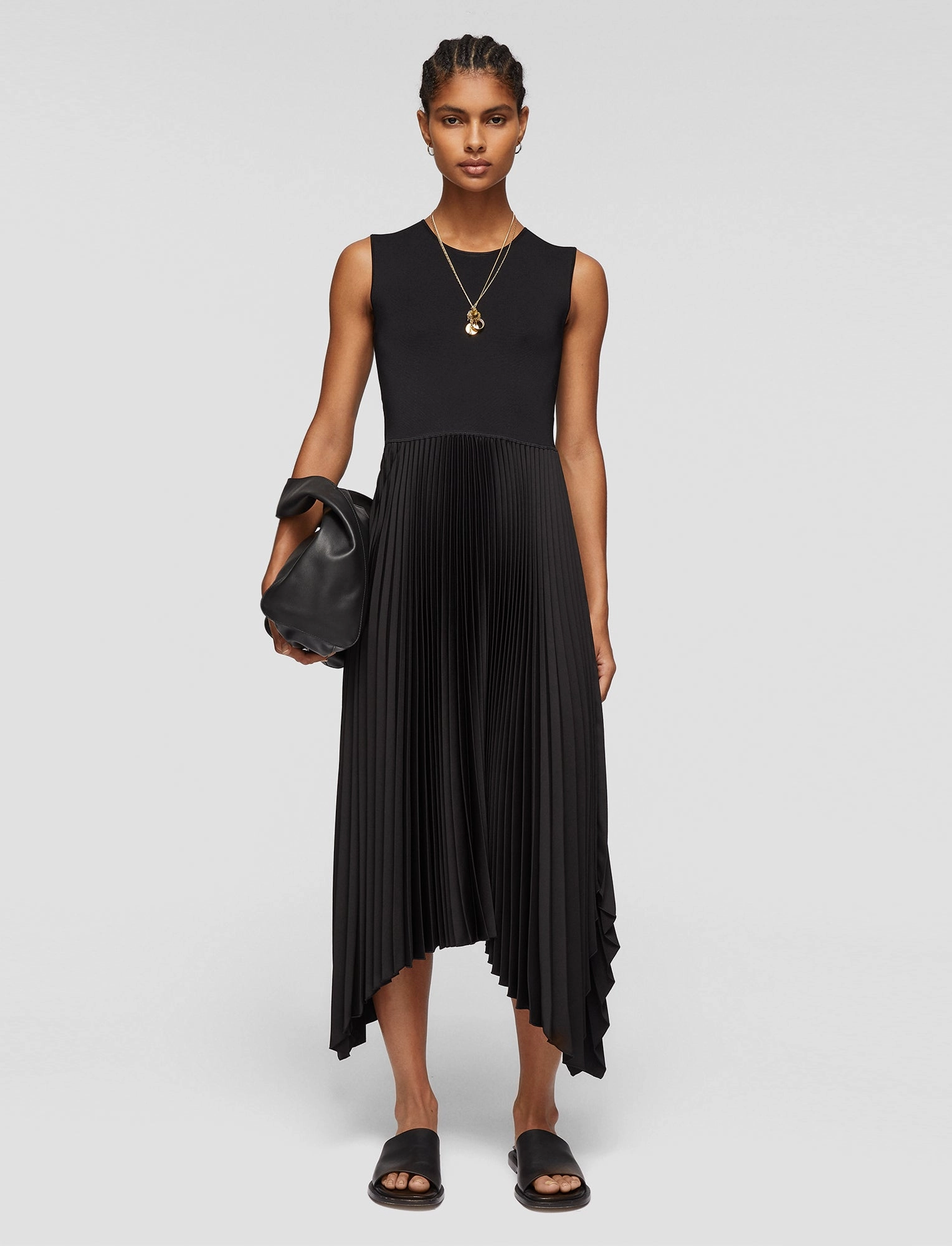 Knit Weave Pliss?? Dera Dress Front-Zip