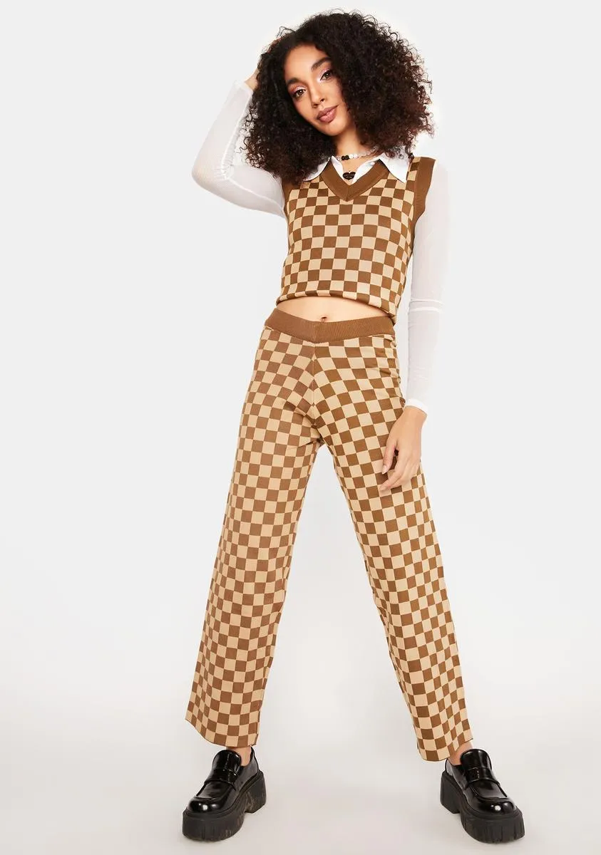 Knitted Checkered Trousers