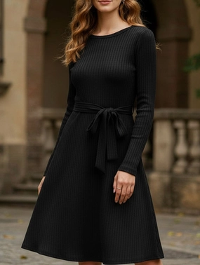 Knitted belt long-sleeved dress Fresh Flow Functional Fit