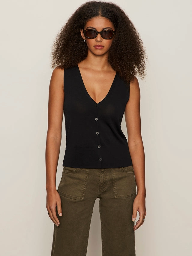 OdorControl Reinforced Neckline KNITTED BUTTON FRONT