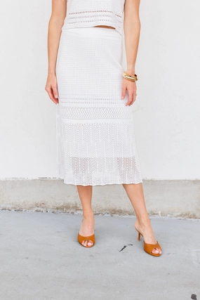Material Innovation BRYSON CROCHET MIDI SKIRT