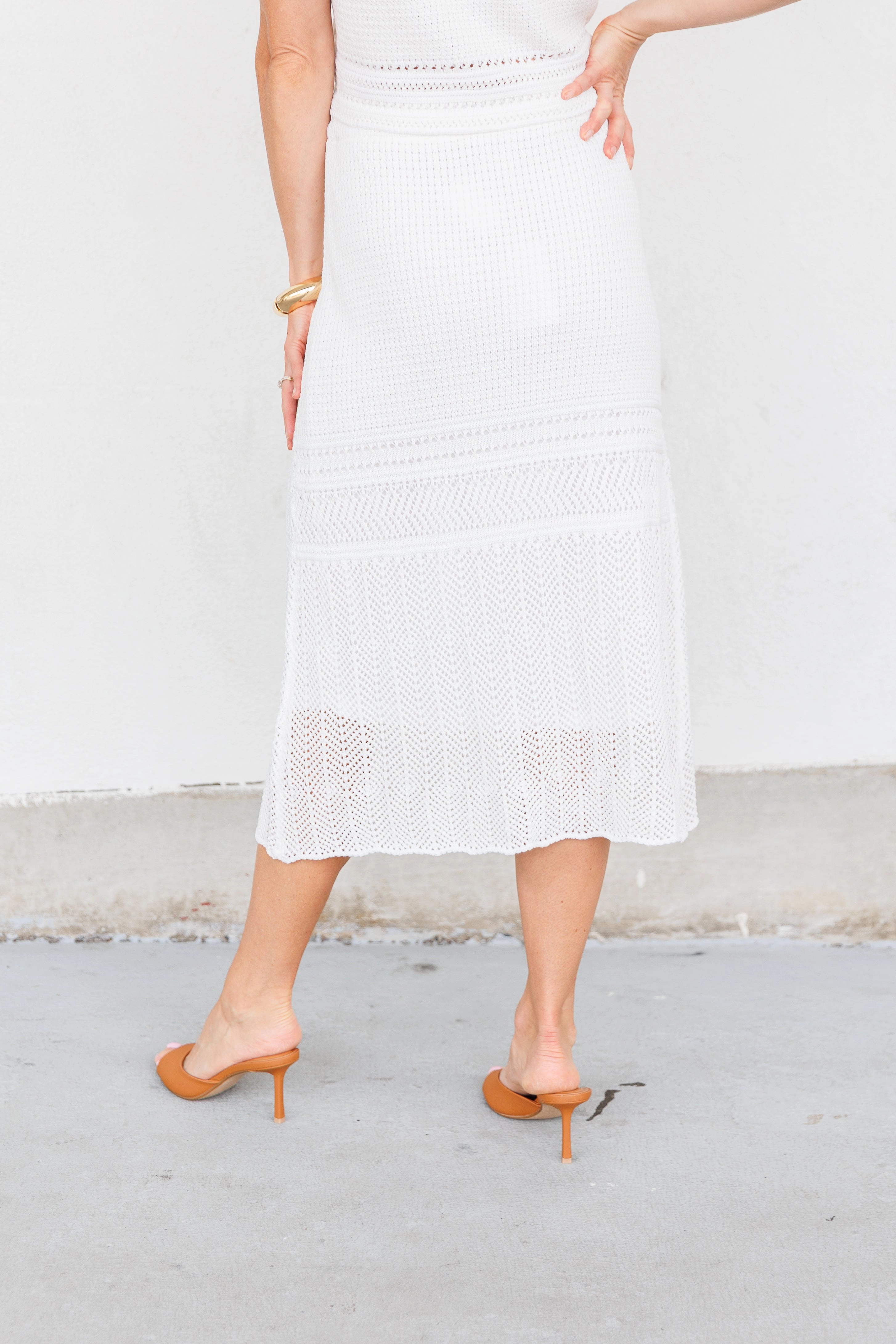 beaded embellishment BRYSON CROCHET MIDI SKIRT