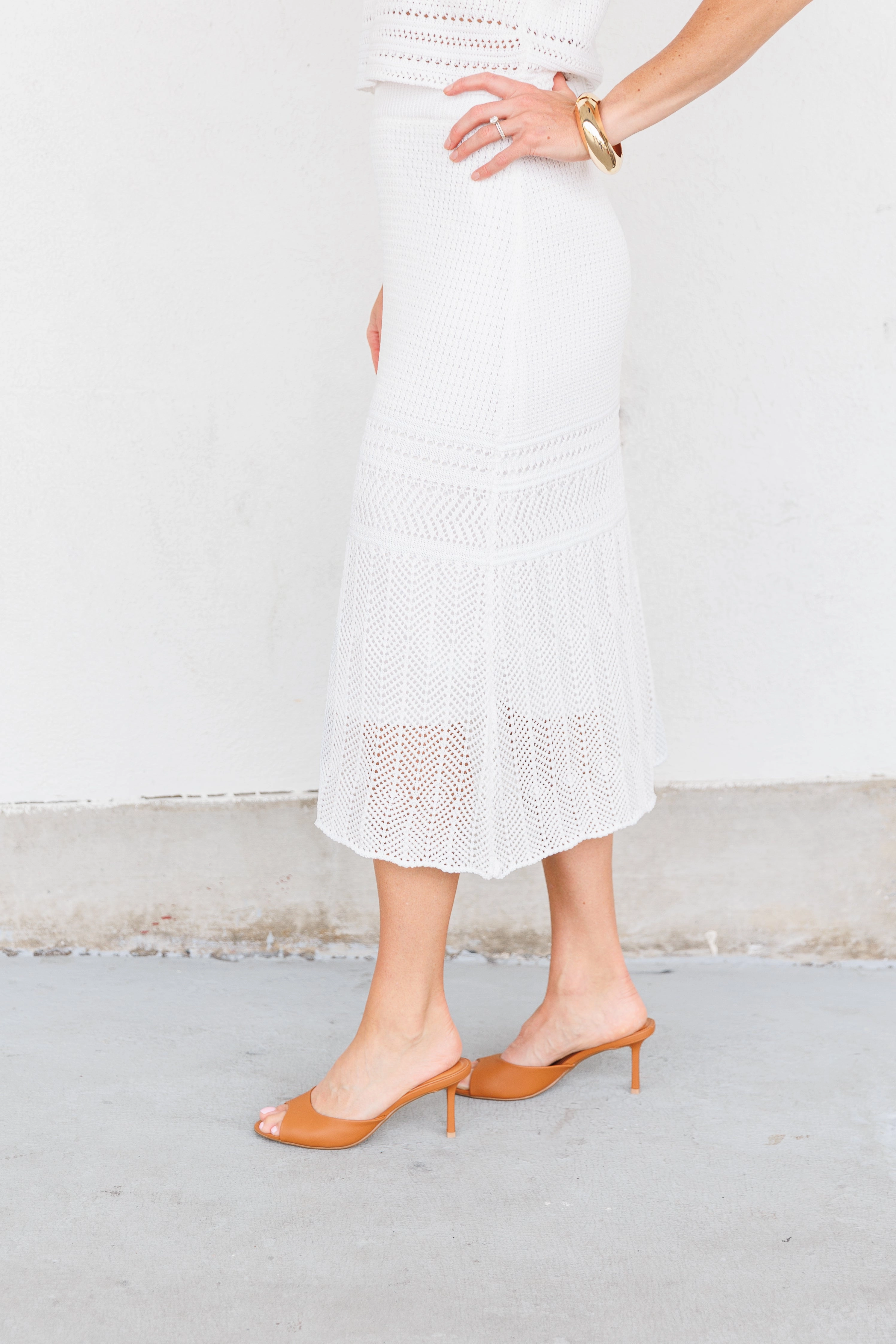 BRYSON CROCHET MIDI SKIRT Mix Texture
