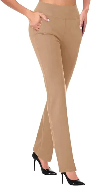 Kubbon Dress Pants Women High Waisted Stretch Yoga Pants Casual Office Work Pants Dressy Straight Leg Business Trousers