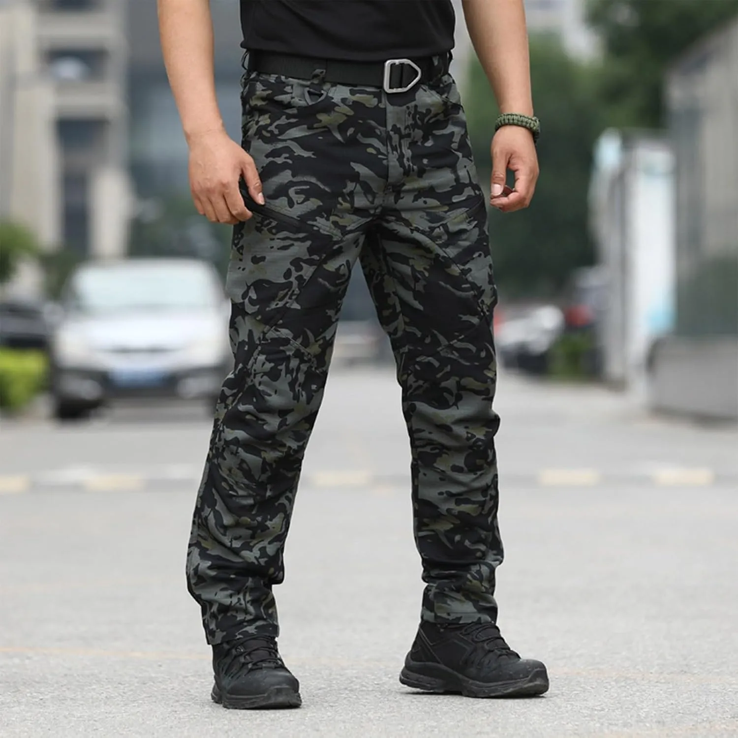 KUIOLYPOER Cargo Pants for Men Stretchy Multi-Pocket Zipper Tactical Pants Outdoor Training Hiking Work Pants Men's Joggers