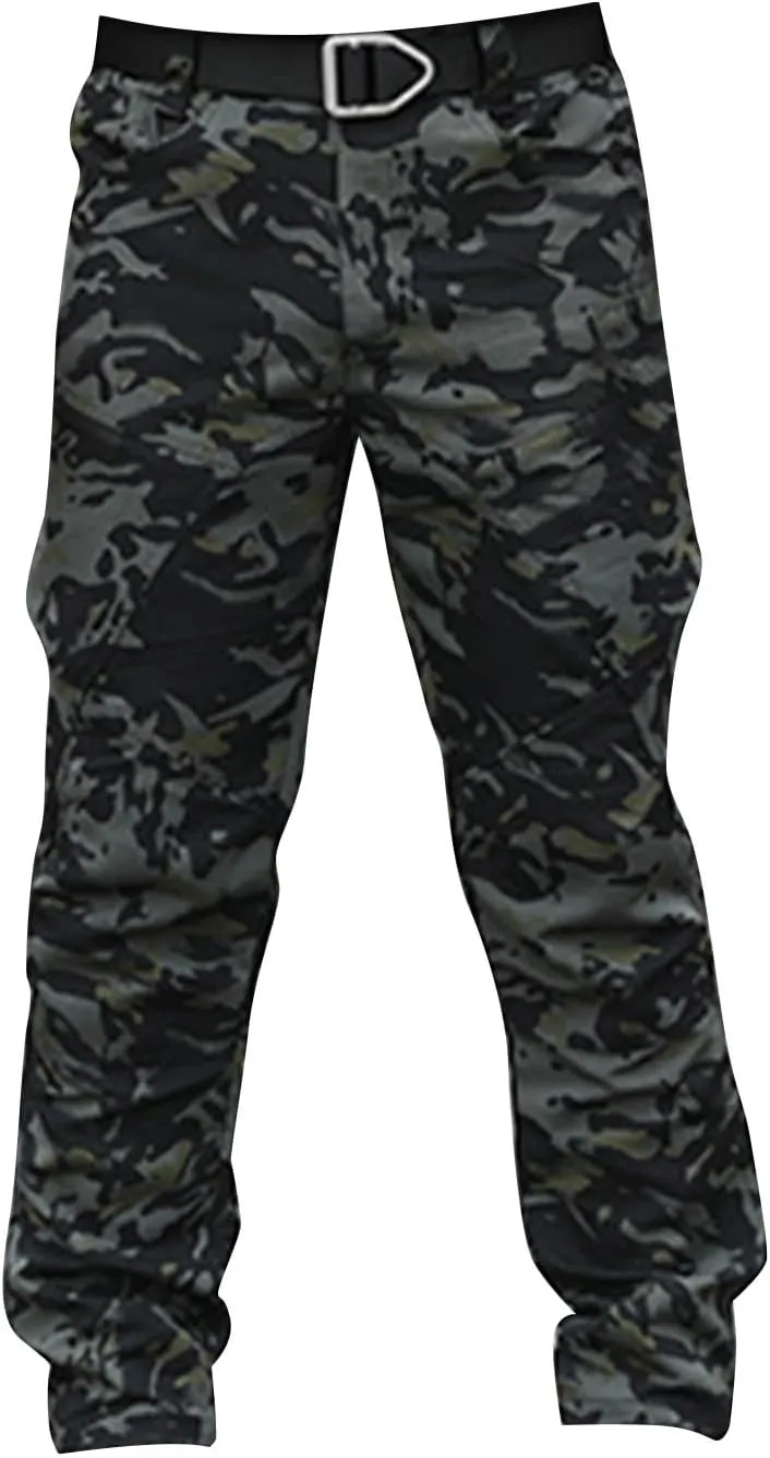 KUIOLYPOER Cargo Pants for Men Stretchy Multi-Pocket Zipper Tactical Pants Outdoor Training Hiking Work Pants Men's Joggers