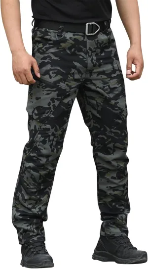 KUIOLYPOER Cargo Pants for Men Stretchy Multi-Pocket Zipper Tactical Pants Outdoor Training Hiking Work Pants Men's Joggers