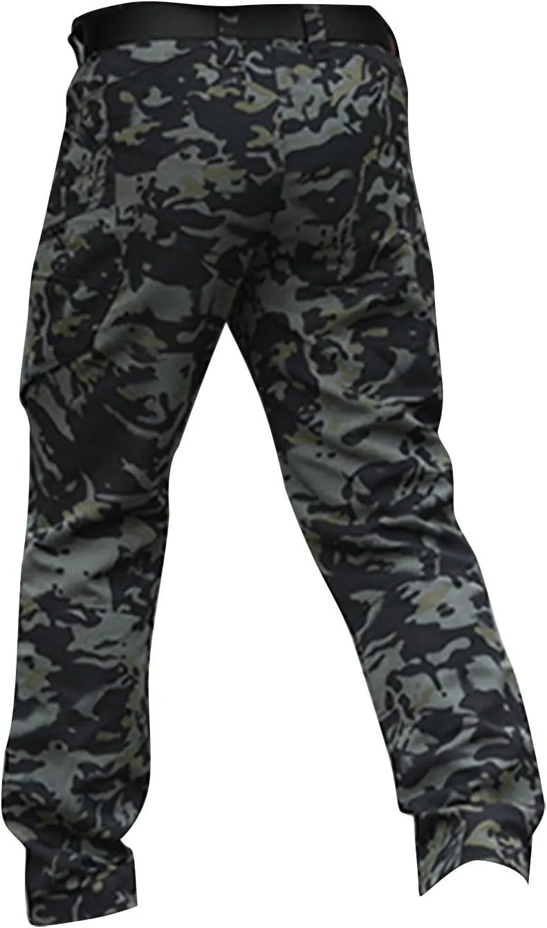 KUIOLYPOER Cargo Pants for Men Stretchy Multi-Pocket Zipper Tactical Pants Outdoor Training Hiking Work Pants Men's Joggers