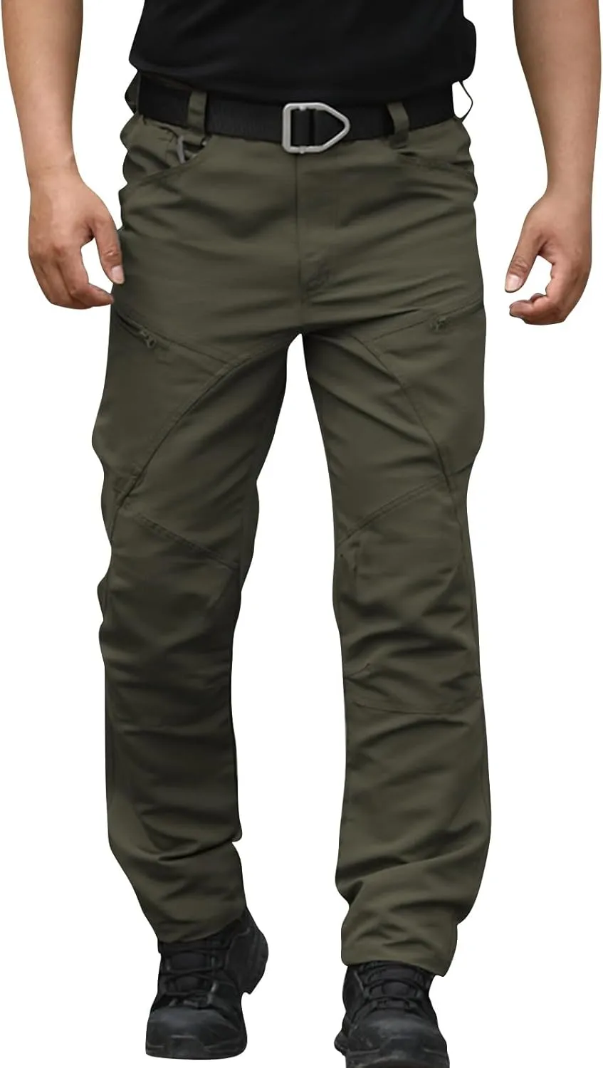 KUIOLYPOER Cargo Pants for Men Stretchy Multi-Pocket Zipper Tactical Pants Outdoor Training Hiking Work Pants Men's Joggers