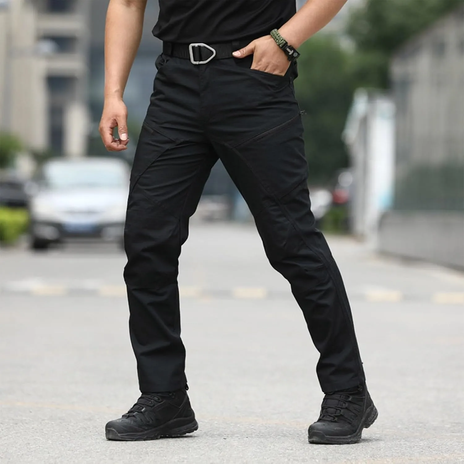 KUIOLYPOER Cargo Pants for Men Stretchy Multi-Pocket Zipper Tactical Pants Outdoor Training Hiking Work Pants Men's Joggers