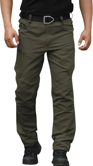 KUIOLYPOER Cargo Pants for Men Stretchy Multi-Pocket Zipper Tactical Pants Outdoor Training Hiking Work Pants Men's Joggers