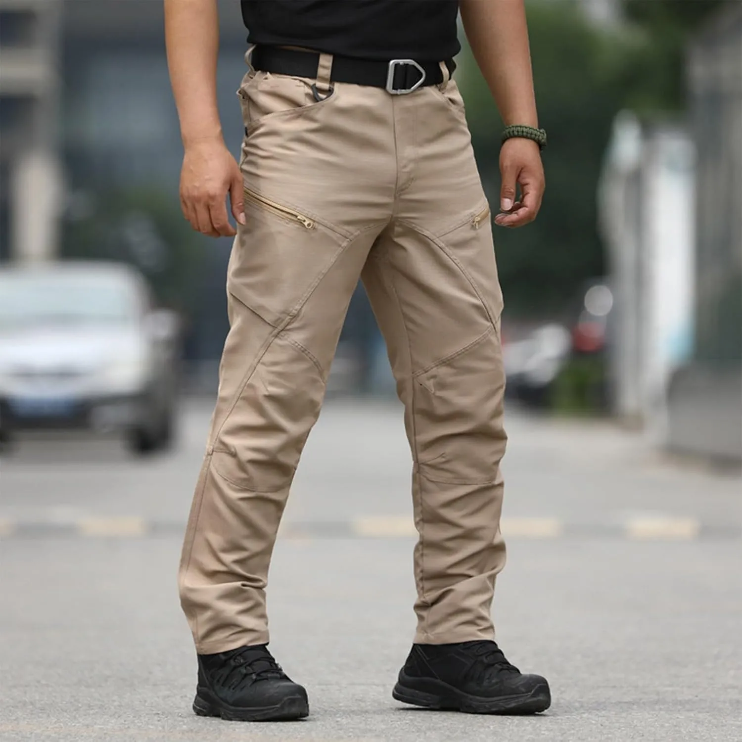 KUIOLYPOER Cargo Pants for Men Stretchy Multi-Pocket Zipper Tactical Pants Outdoor Training Hiking Work Pants Men's Joggers