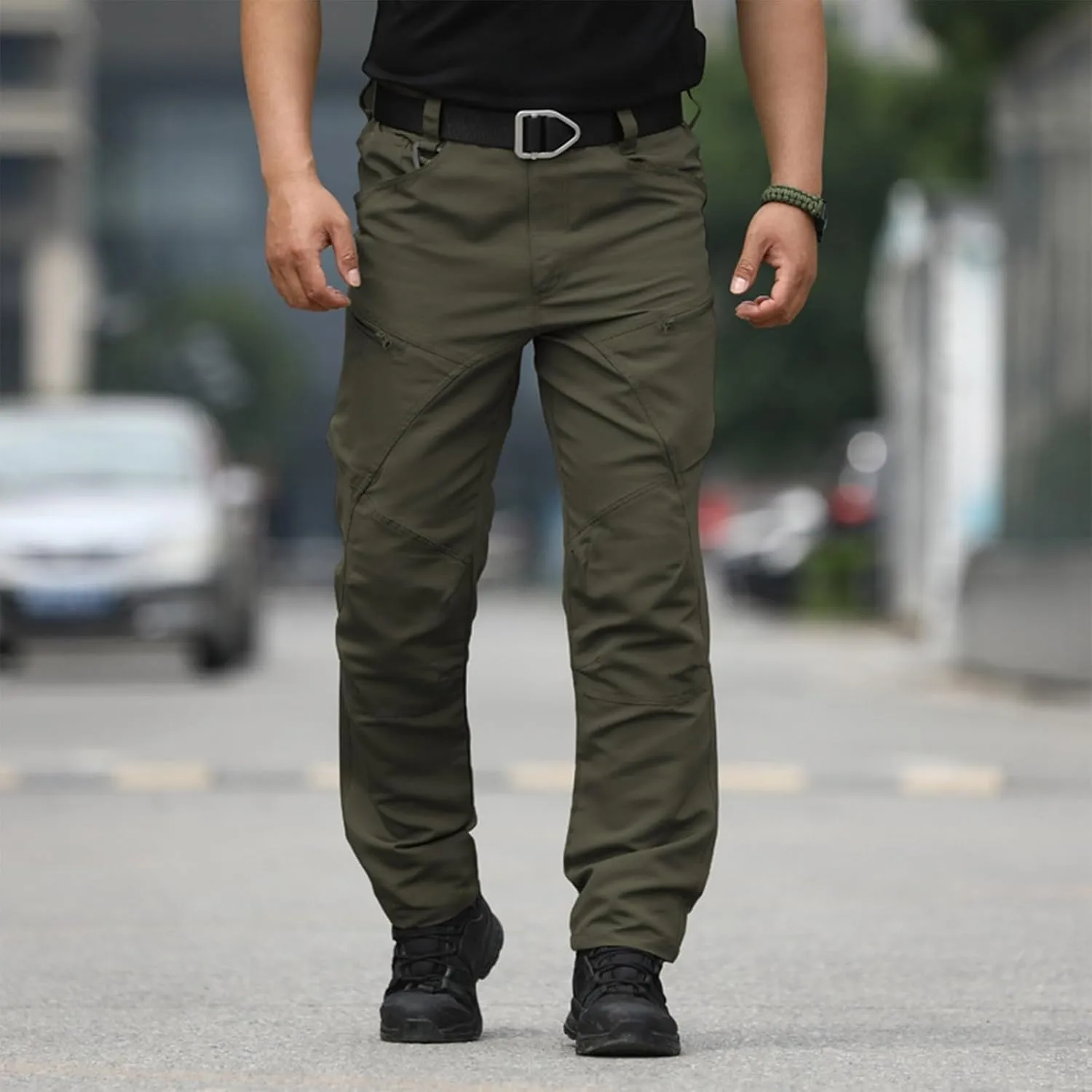 KUIOLYPOER Cargo Pants for Men Stretchy Multi-Pocket Zipper Tactical Pants Outdoor Training Hiking Work Pants Men's Joggers