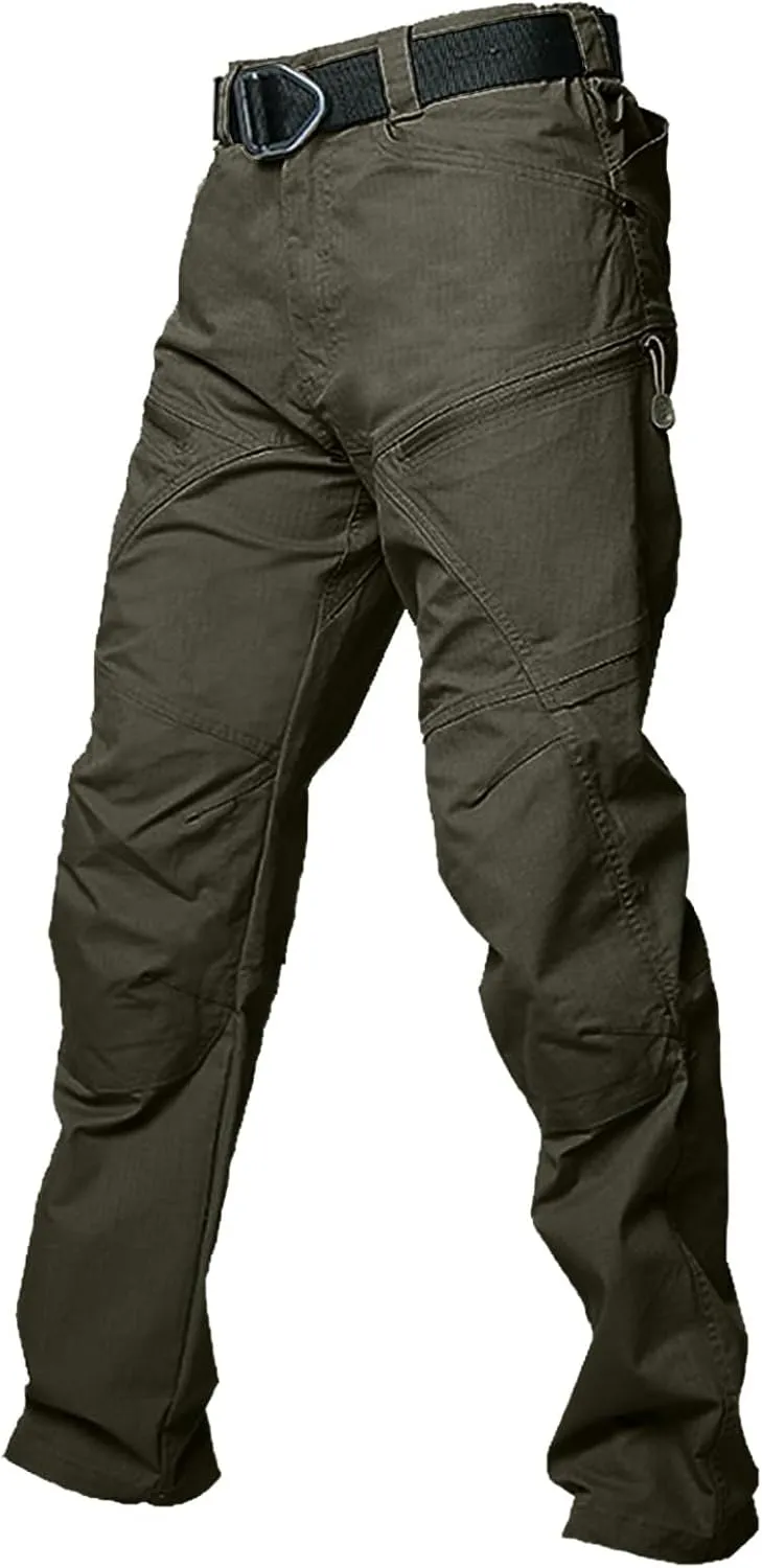 KUIOLYPOER Cargo Pants for Men Stretchy Multi-Pocket Zipper Tactical Pants Outdoor Training Hiking Work Pants Men's Joggers