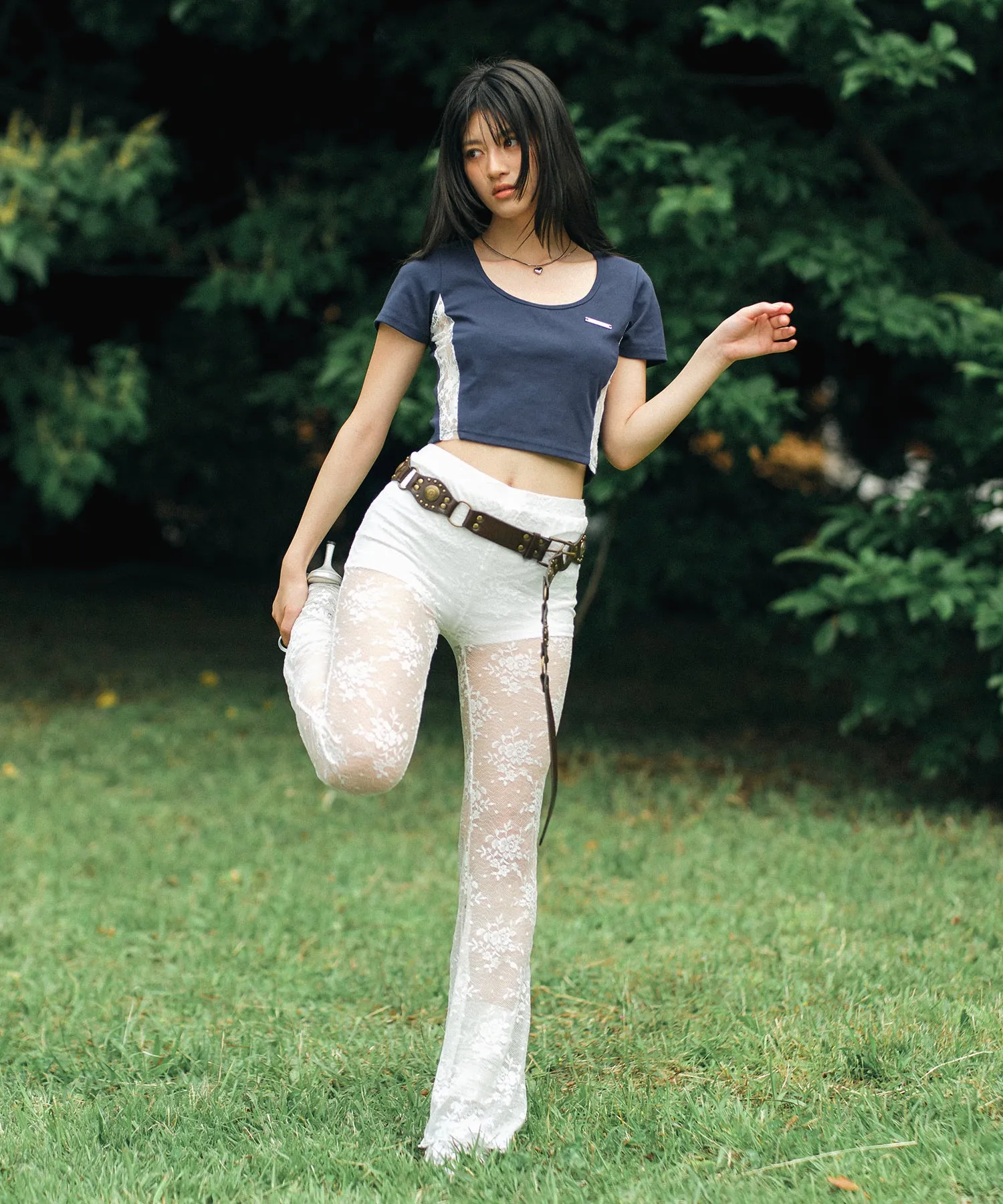 Lace flare leggings