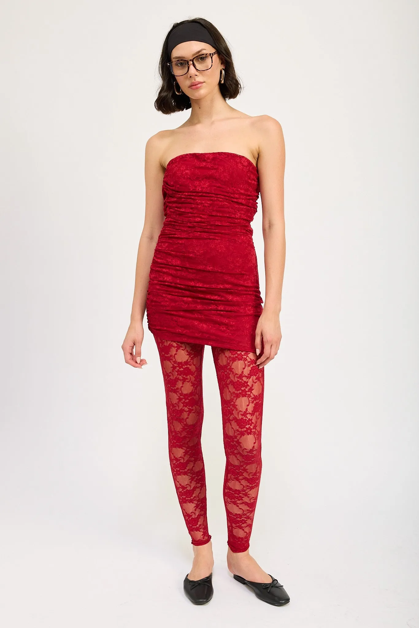 Lace Tube Dress and Lace Leggings
