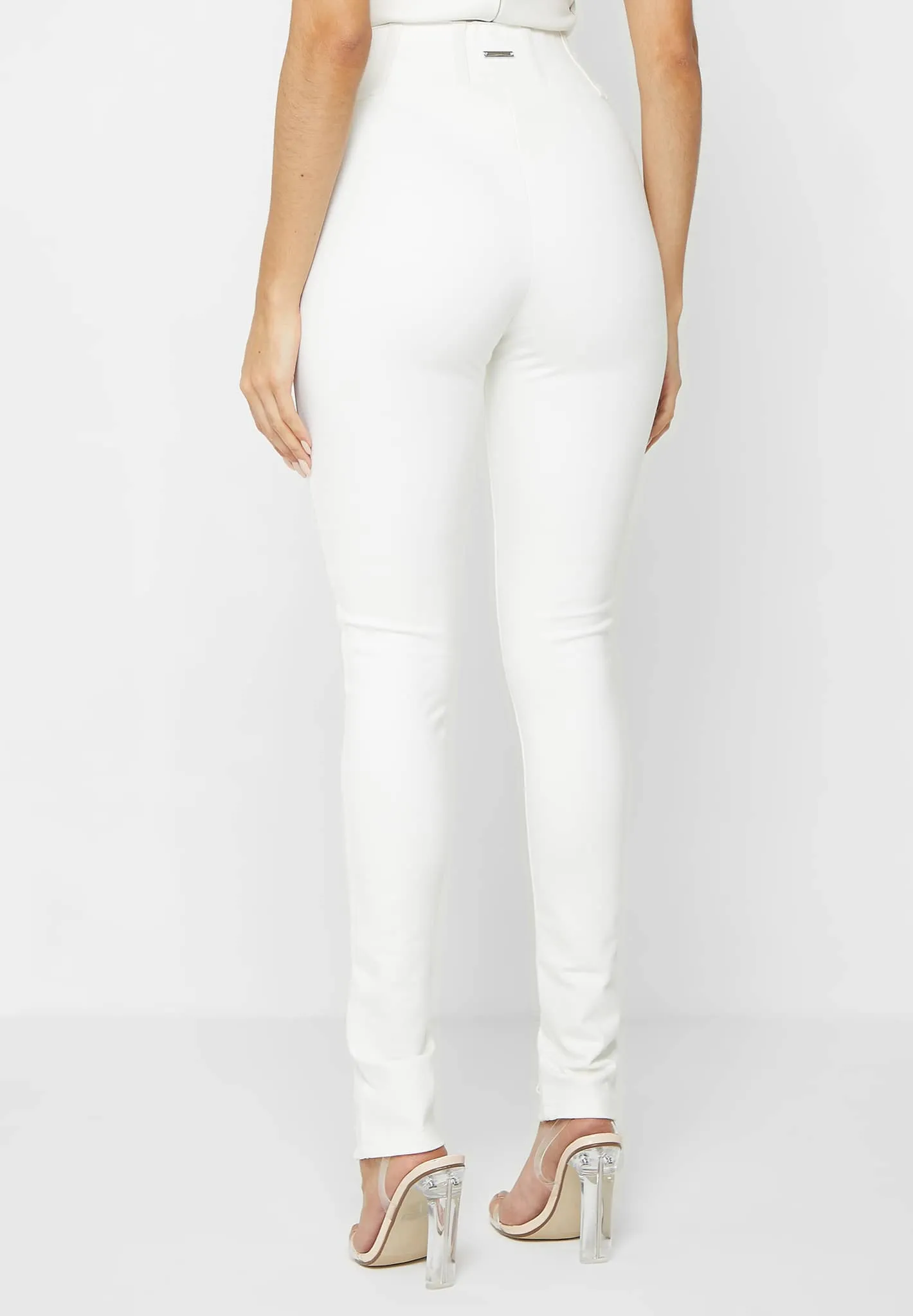 Lace Up Leggings with Corset Detail - White