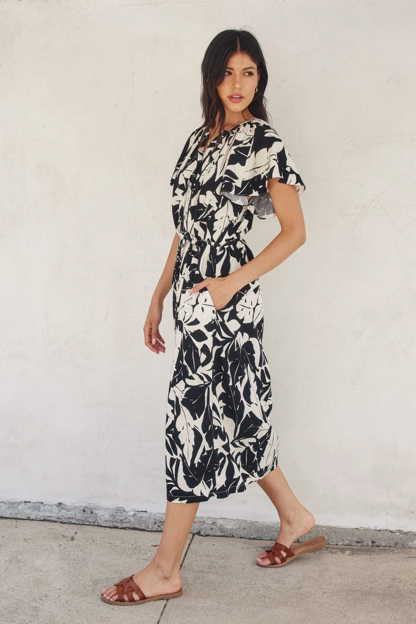 LACEY PRINT MIDI DRESS Comfortable Design